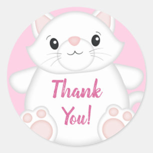 Kat Baby shower Kat Roze Ronde Sticker