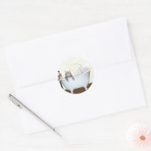 Kat badtijd ronde sticker (Envelop)