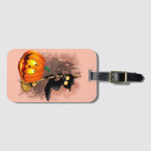 Kat Bang Door Pompoen Fun Halloween Karakter Bagagelabel (Voorkant (horizontaal))