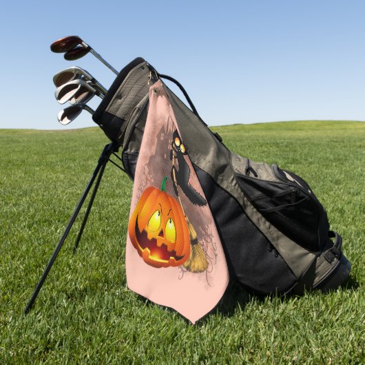 Kat Bang Door Pompoen Fun Halloween Karakter Golfhanddoek (Groen)