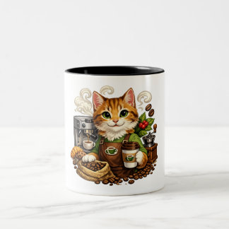 Kat Barista Coffieliefhebber Tweekleurige Koffiemok