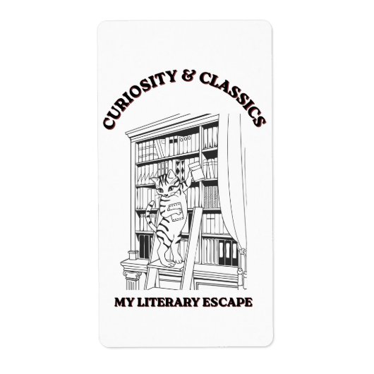 Kat Bibliothecaris Esthetische Kunstposter Etiket (Voorkant)