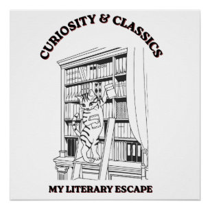 Kat Bibliothecaris Esthetische Kunstposter  Perfect Poster