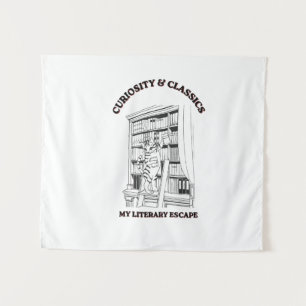 Kat Bibliothecaris Esthetische Kunstposter Wandkleed