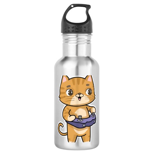 Kat bij afspelen met controller waterfles (Voorkant)