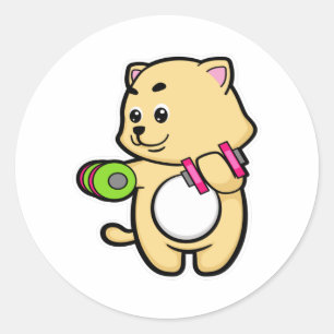 Kat bij Biceps-training met Dumbbells Ronde Sticker