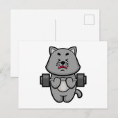 Kat bij biceps training met halterstang briefkaart (Voorkant / Achterkant)