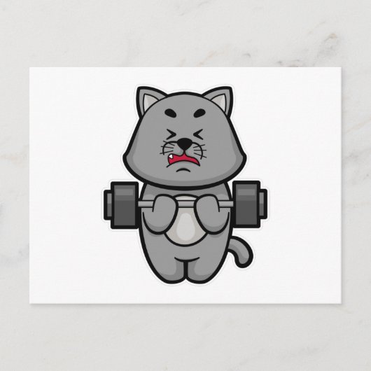 Kat bij biceps training met halterstang briefkaart (Voorkant)