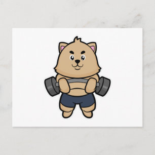 Kat bij Bodybuilding met halter Briefkaart