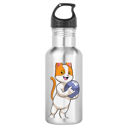 Kat bij Bowling met Bowling-bal Waterfles (Voorkant)