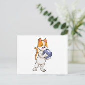 Kat bij Bowling met Bowlingbal Briefkaart (Staand voorkant)