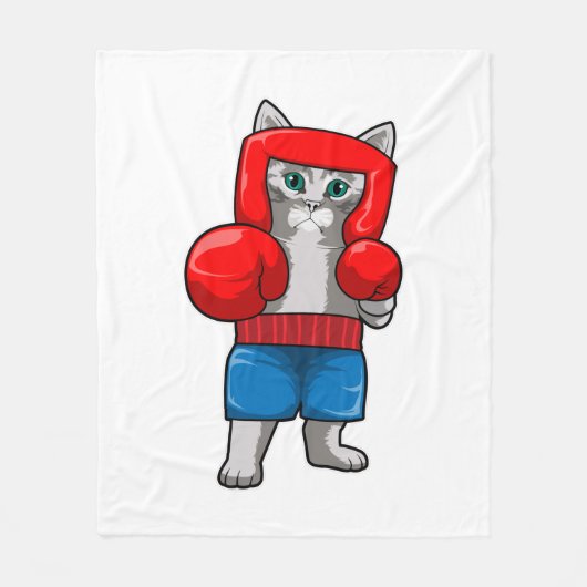 Kat bij Boxing met gebarsten handschoenen Fleece Deken (Voorkant)