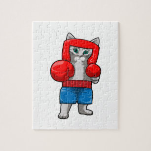 Kat bij Boxing met gebarsten handschoenen Legpuzzel