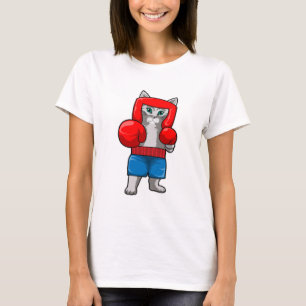 Kat bij Boxing met gebarsten handschoenen T-shirt