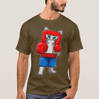 Kat bij Boxing met gebarsten handschoenen T-shirt
