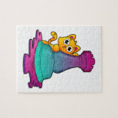 Kat bij Chess met Chess-stuk Rook Legpuzzel (Horizontaal)