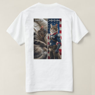 Kat bij dag, Patriot bij nacht - Grappig kat T-shi T-shirt
