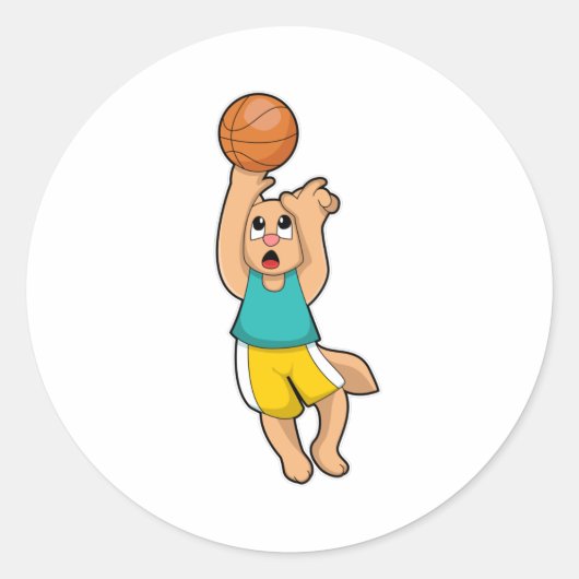 Kat bij de Basketball-sport Ronde Sticker (Voorkant)