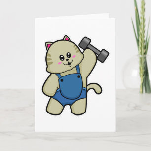 Kat bij fitness met halter kaart