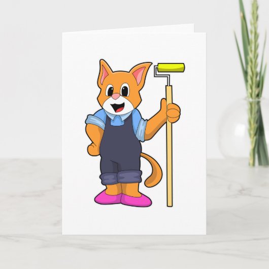 Kat bij het behangen met drukroller kaart (Voorkant)