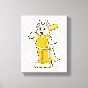 Kat bij honkbal met honkbalknuppel canvas afdruk