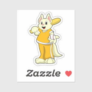 Kat bij honkbal met honkbalknuppel sticker