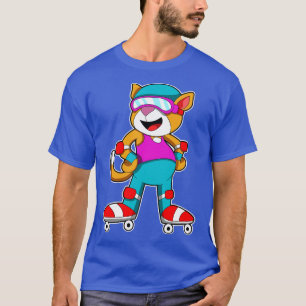 Kat bij Inline skating met Inline schaatsen Helm T-shirt