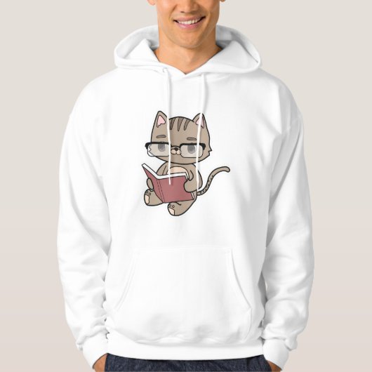 Kat bij lezen boek hoodie (Voorkant)