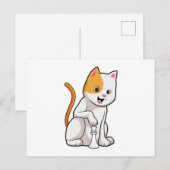 Kat bij schaken met schaakstuk Pion Briefkaart (Voorkant / Achterkant)