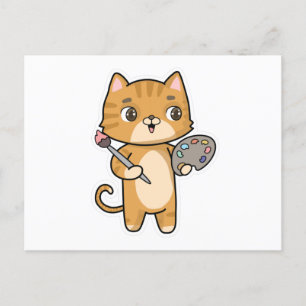 Kat bij Schilderen met Kleur & Kwast Briefkaart