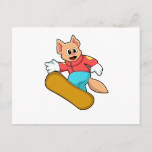 Kat bij snowboardsporten briefkaart