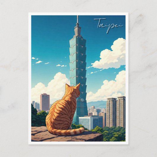 Kat bij Taipei 101 Taiwan Briefkaart (Voorkant)