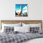 Kat bij Taipei 101 Taiwan Canvas Afdruk (Insitu (Slaapkamer))