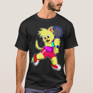 Kat bij Tennis met Tennis racket Tennisbal T-shirt