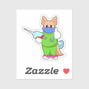 Kat bij vaccinatie met spuit sticker