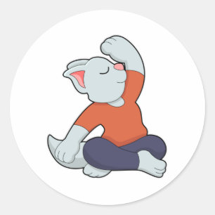 Kat bij Yoga in kruislegge Ronde Sticker