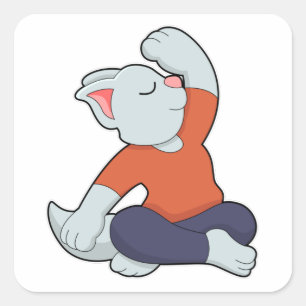 Kat bij Yoga in kruislegge Vierkante Sticker