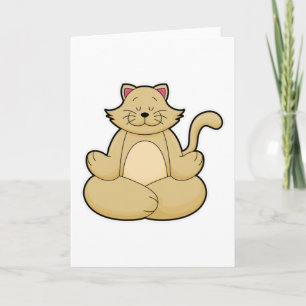Kat bij yoga rekoefening in kleermakerszit kaart
