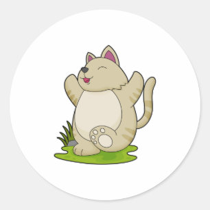 Kat bij Yoga Ronde Sticker