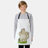 Kat bij Yoga Schort (Gedragen)