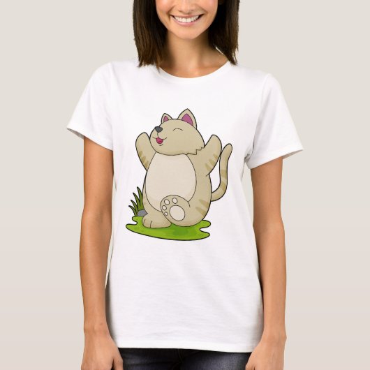 Kat bij Yoga T-shirt (Voorkant)