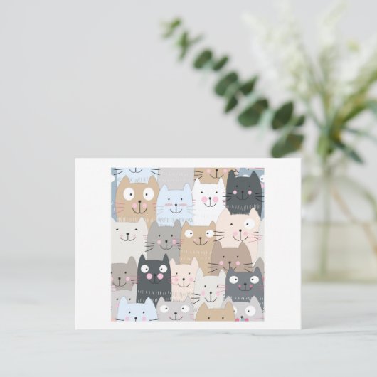 Kat blauw grijs kattenblauw kat briefkaart (Staand voorkant)