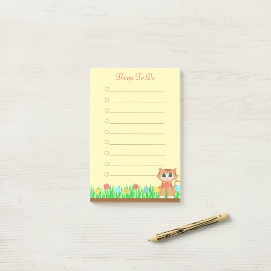 Kat. Bloemen en gepersonaliseerde taken Post-it® Notes (Op bureau)