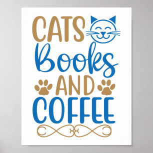 Kat, Boeken & Koffie Poster