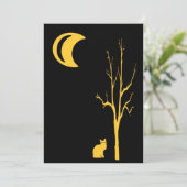 Kat, boom en maan Halloween Kaart (Staand voorkant)