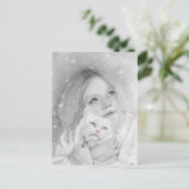 Kat Briefkaart eerste sneeuwmeisje (Staand voorkant)
