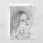 Kat Briefkaart eerste sneeuwmeisje (Voorkant / Achterkant)