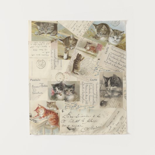 kat Briefkaart Franse Kittens Tapestry Wandkleed (Voorkant)