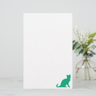 Kat briefpapier schrijfpapier met groene kitten