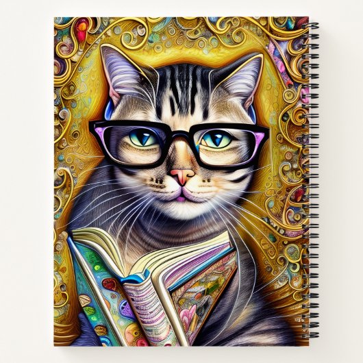 Kat-bril met boekkunstwerk notitieboek (Achterkant)